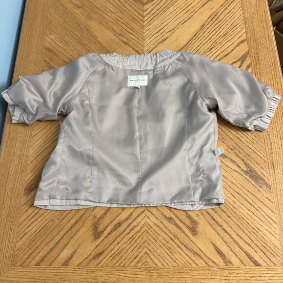 Banana Republic Stretch Blazer Suit Jacket Beige Belt Waist Tie Pockets Size 2 - Picture 12 of 12